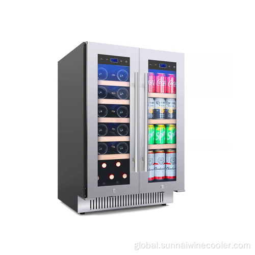 Built In Compressor Wine Cooler Double door built in wine and beverage cooler Factory